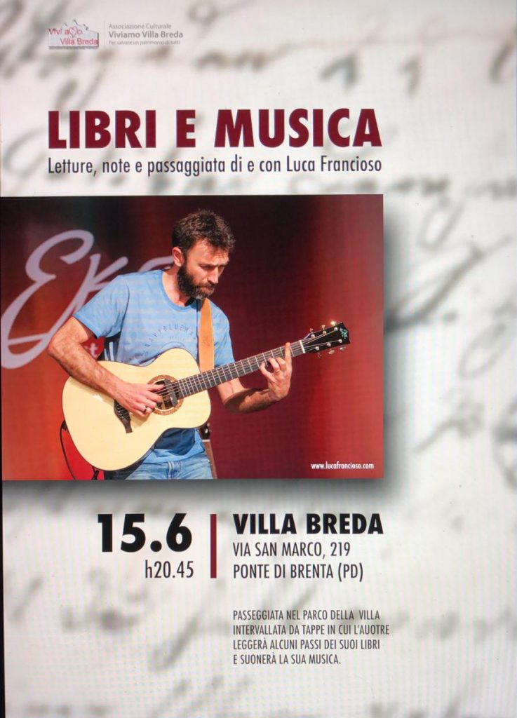 Locandina Luca Francioso in Concerto a Villa Breda Sabato 15 Giugno h 20.45